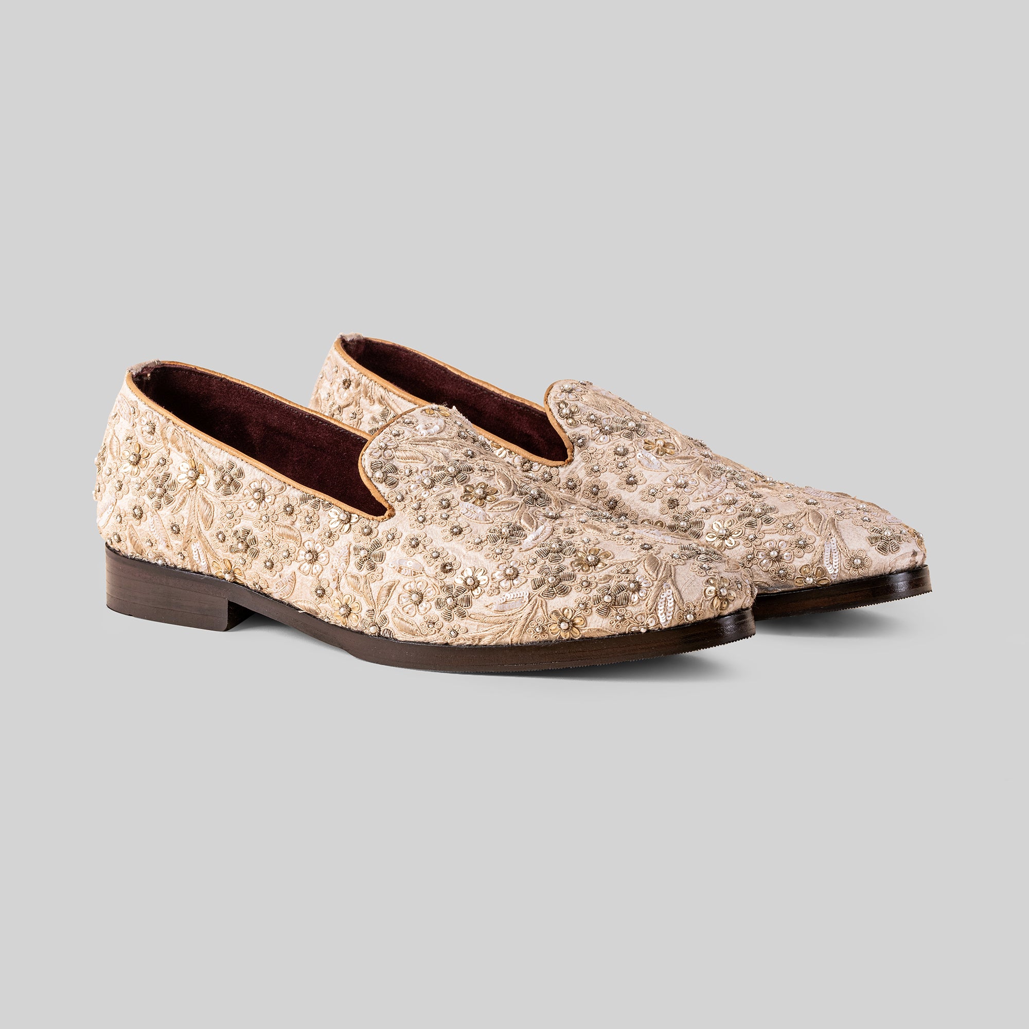 Pearl Ivory Embroidered Loafers
