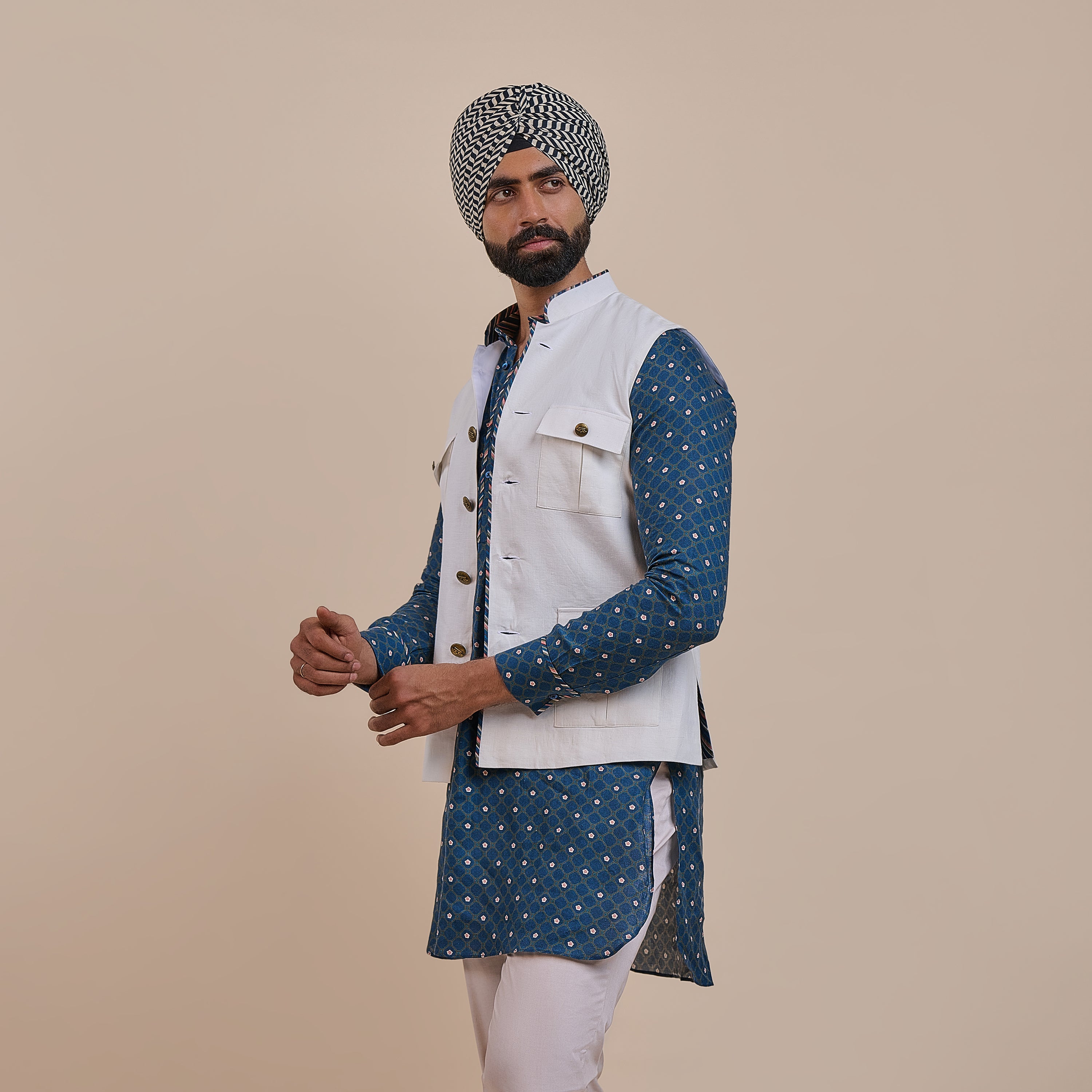 Pearl Ivory Nehru Jacket | ATTH