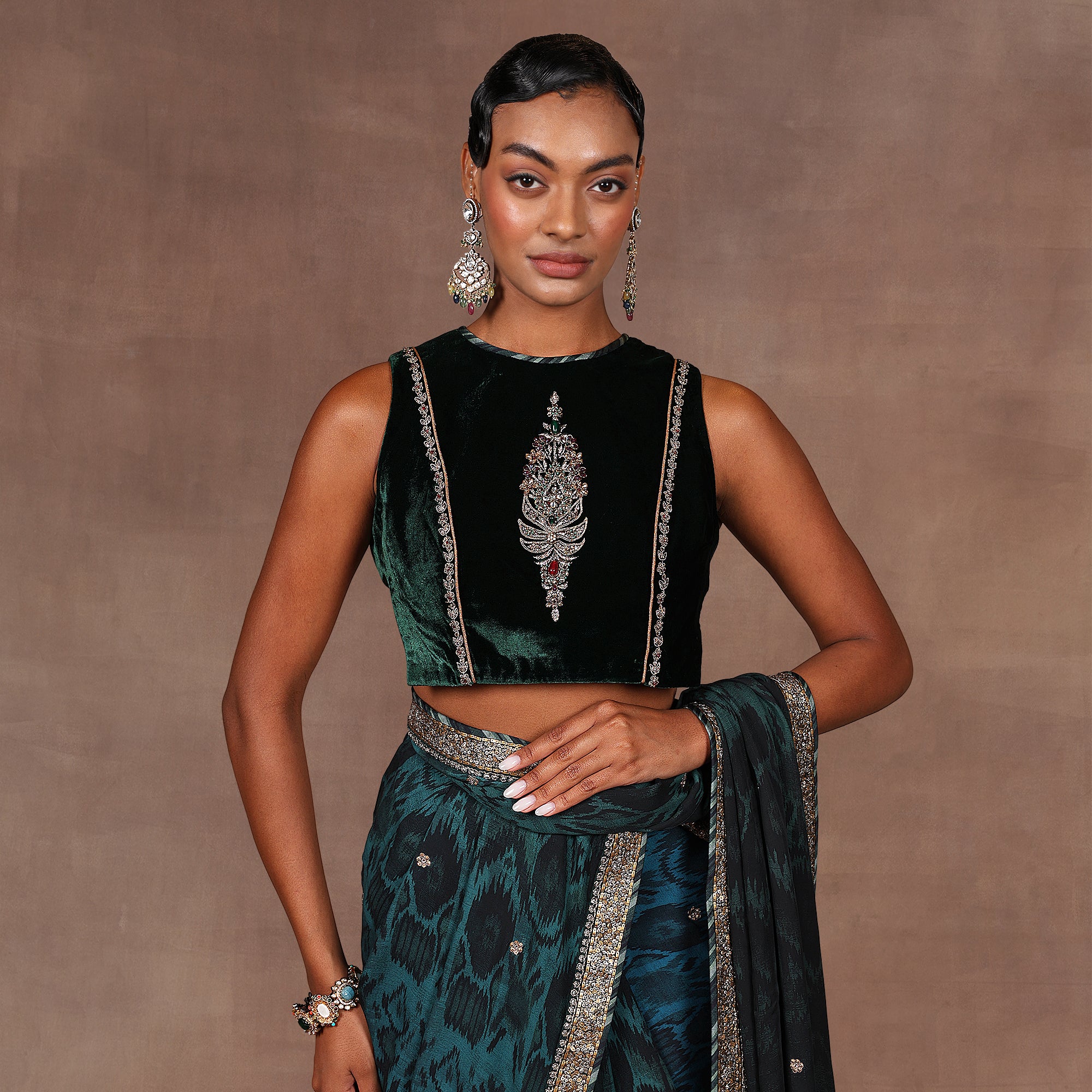 Pine Green Saree Set | EAST