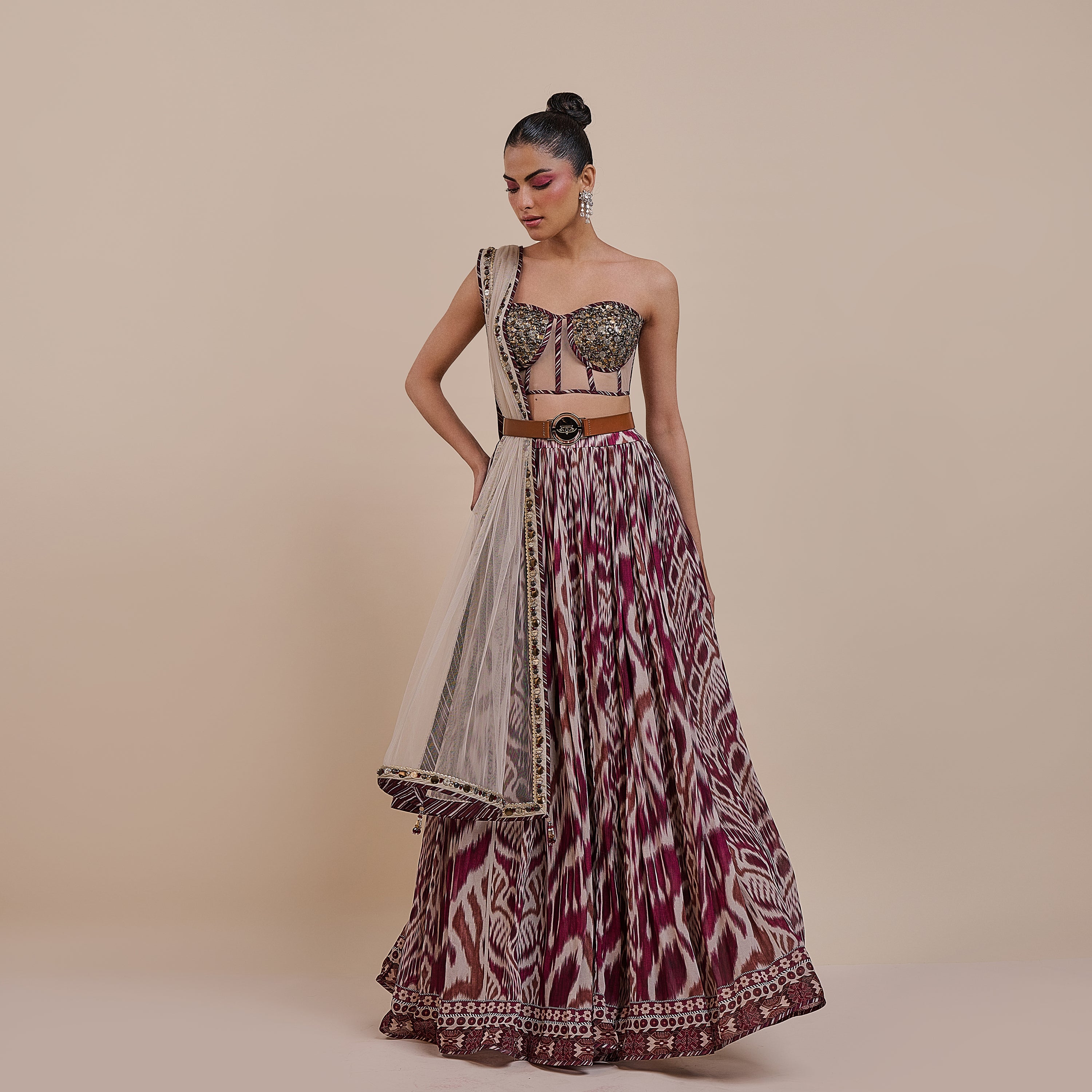 Plum Red Corset Skirt Set | ATTH