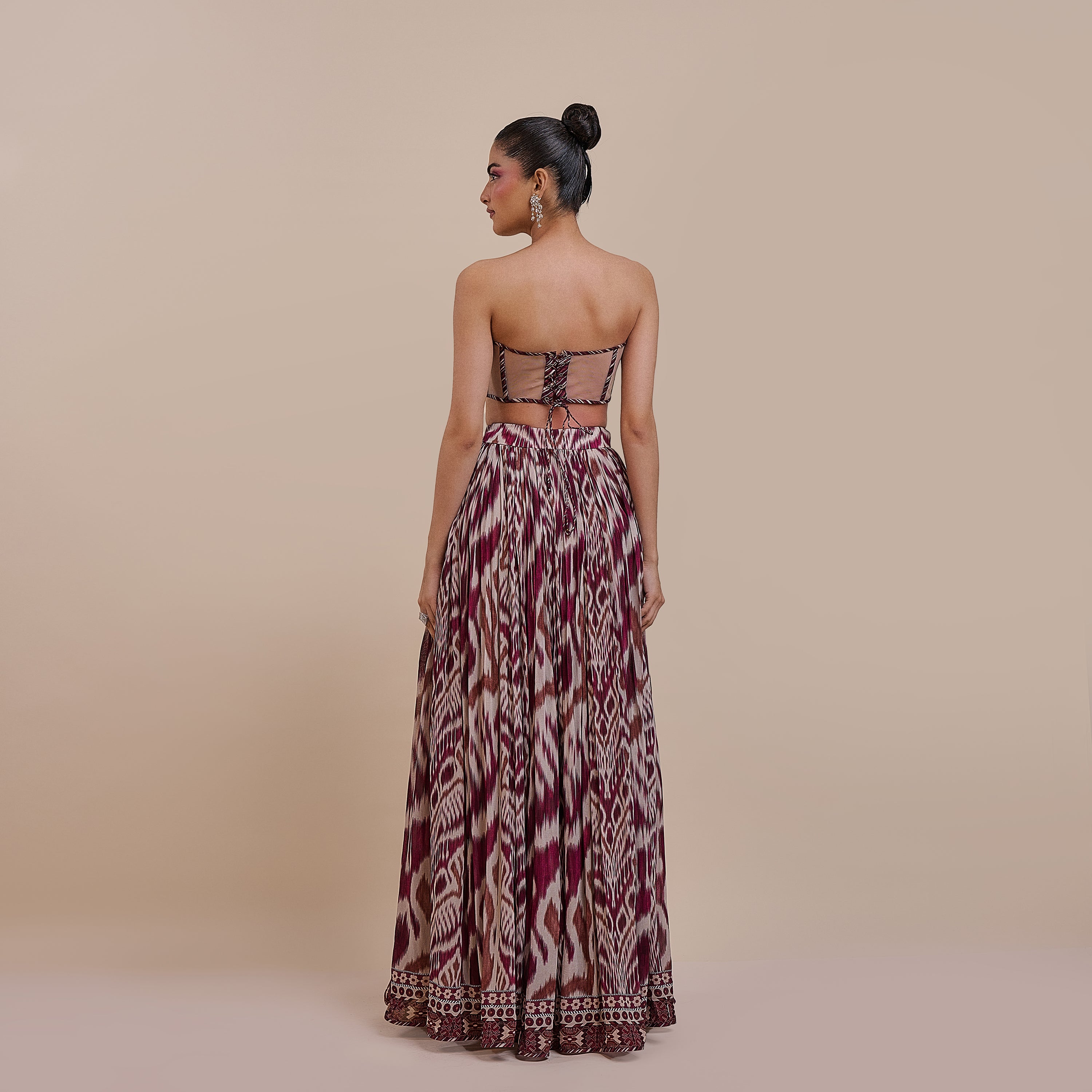 Plum Red Corset Skirt Set | ATTH