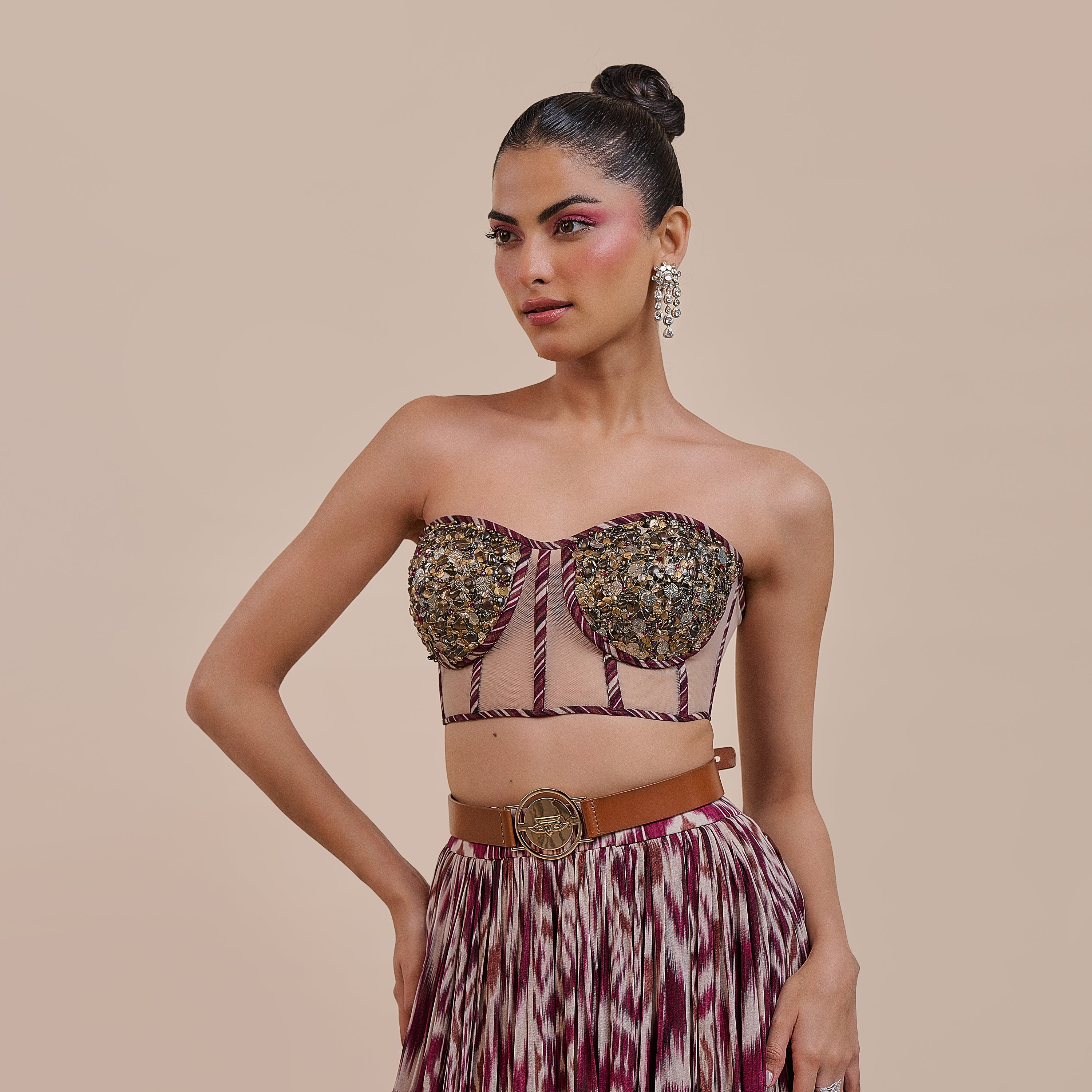 Plum Red Corset Skirt Set | ATTH