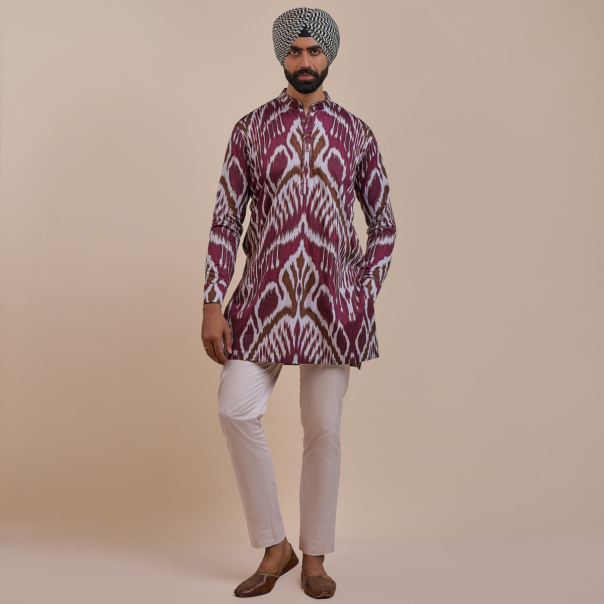 Plum Red Ikat Kurta | ATTH