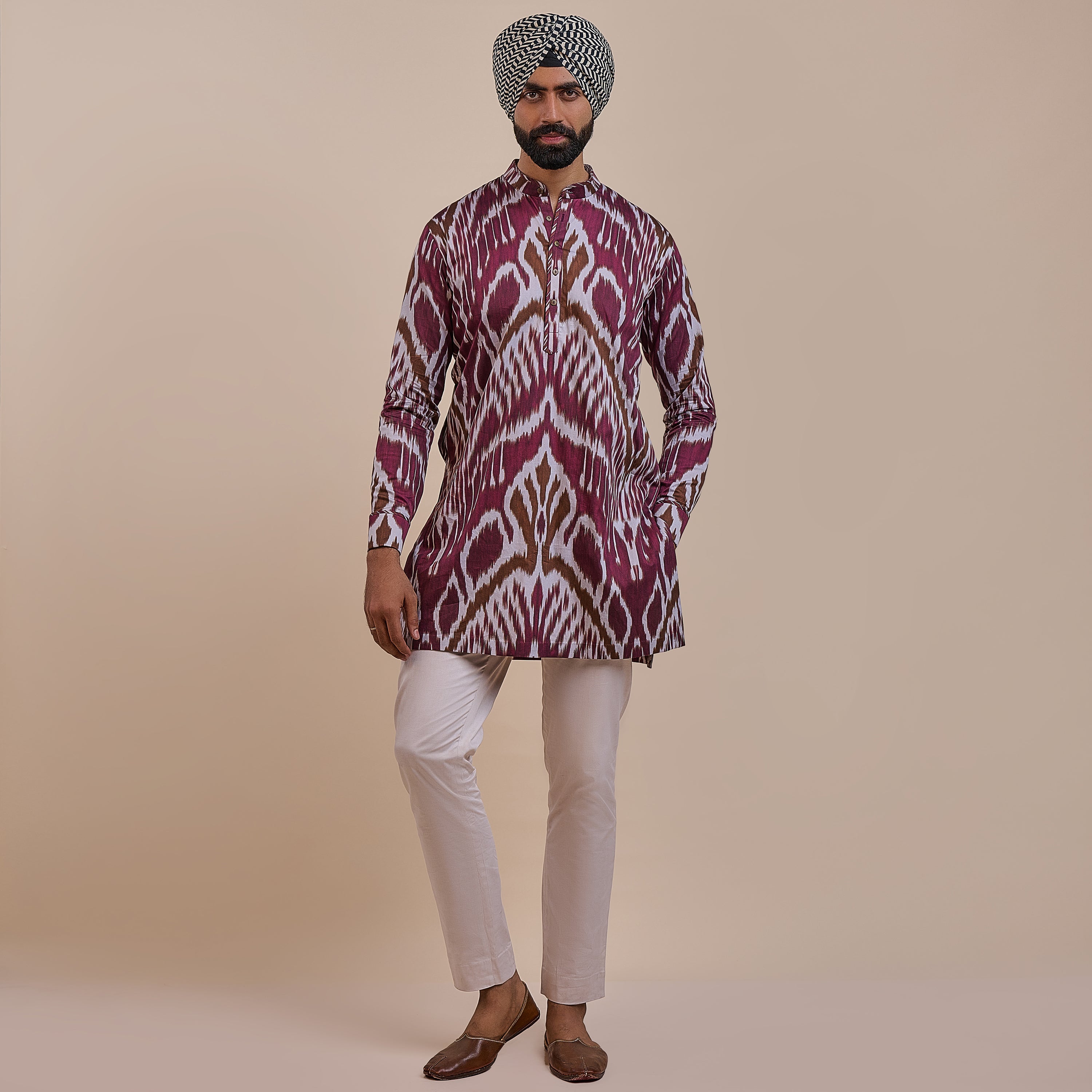 Plum Red Ikat Kurta | ATTH