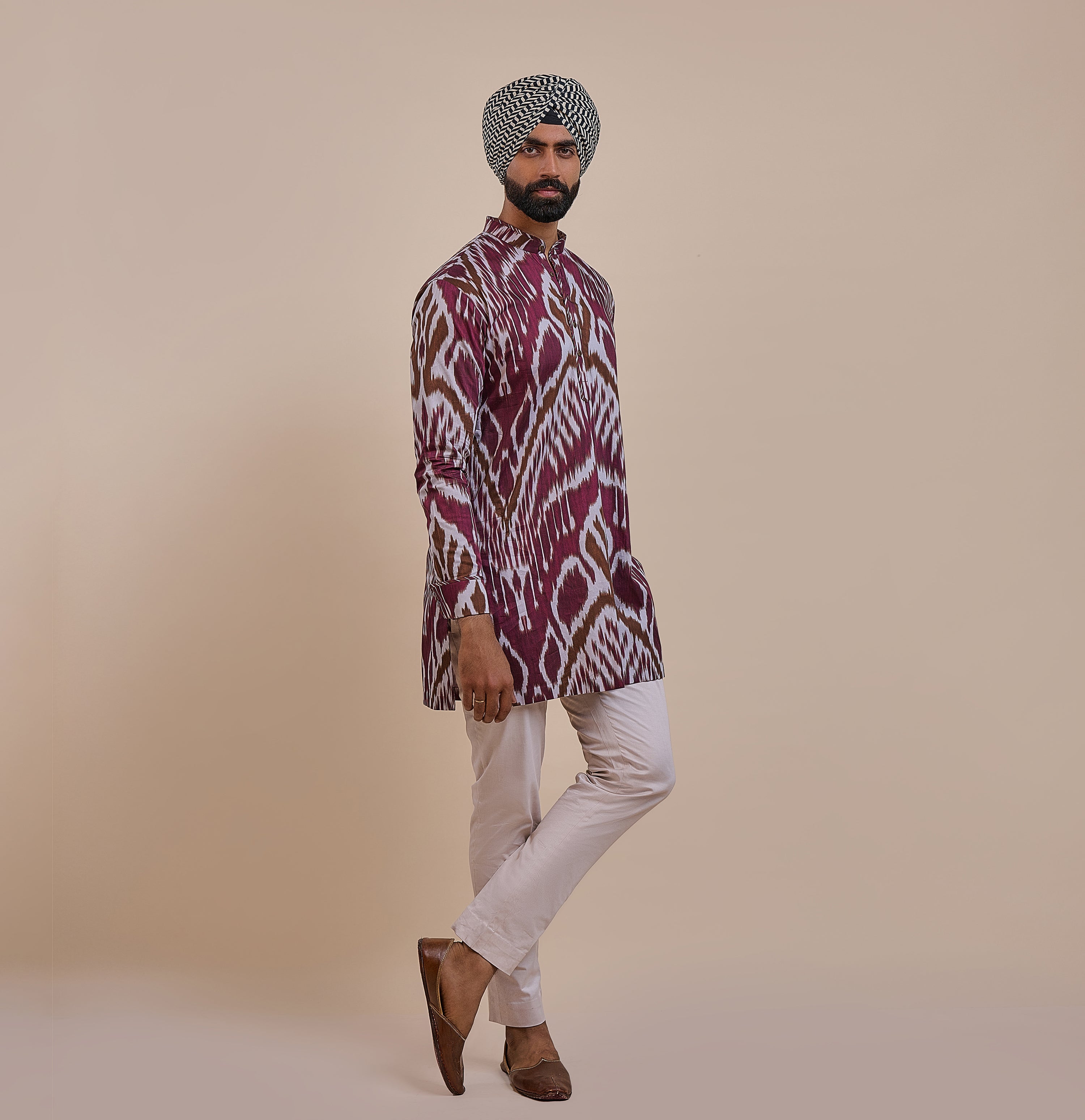 Plum Red Ikat Kurta | ATTH