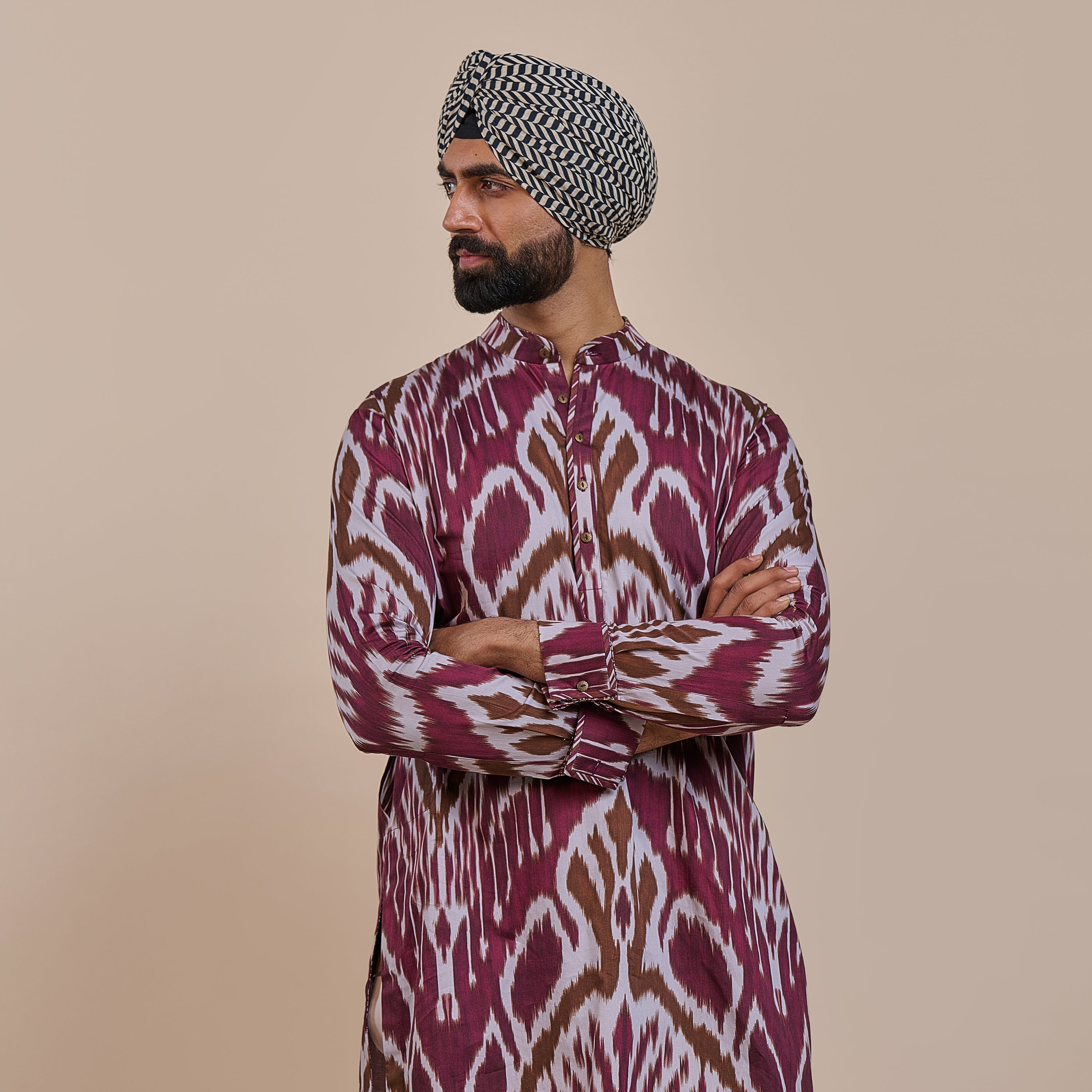 Plum Red Ikat Kurta | ATTH