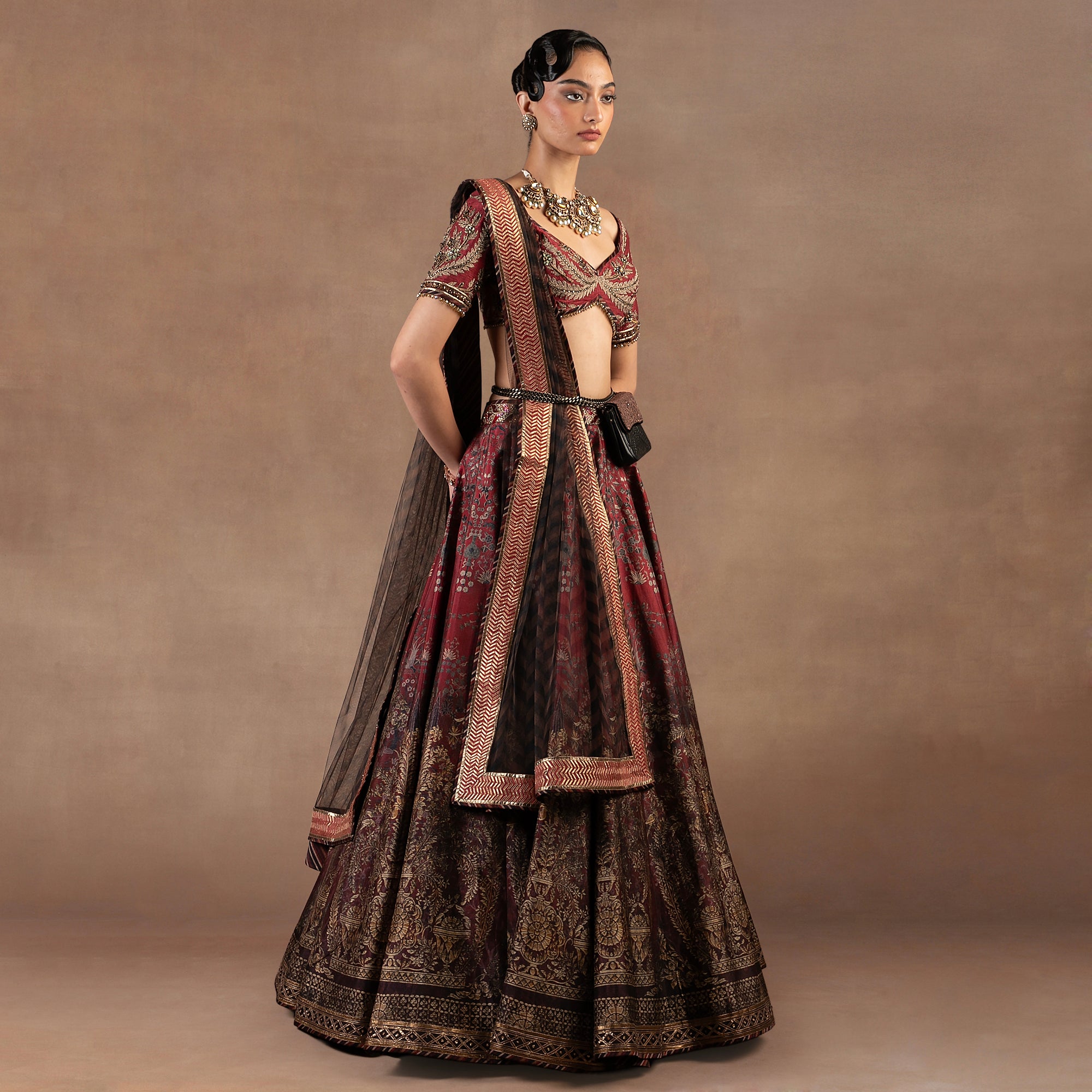 Red Burgundy Ombre Skirt Set | EAST