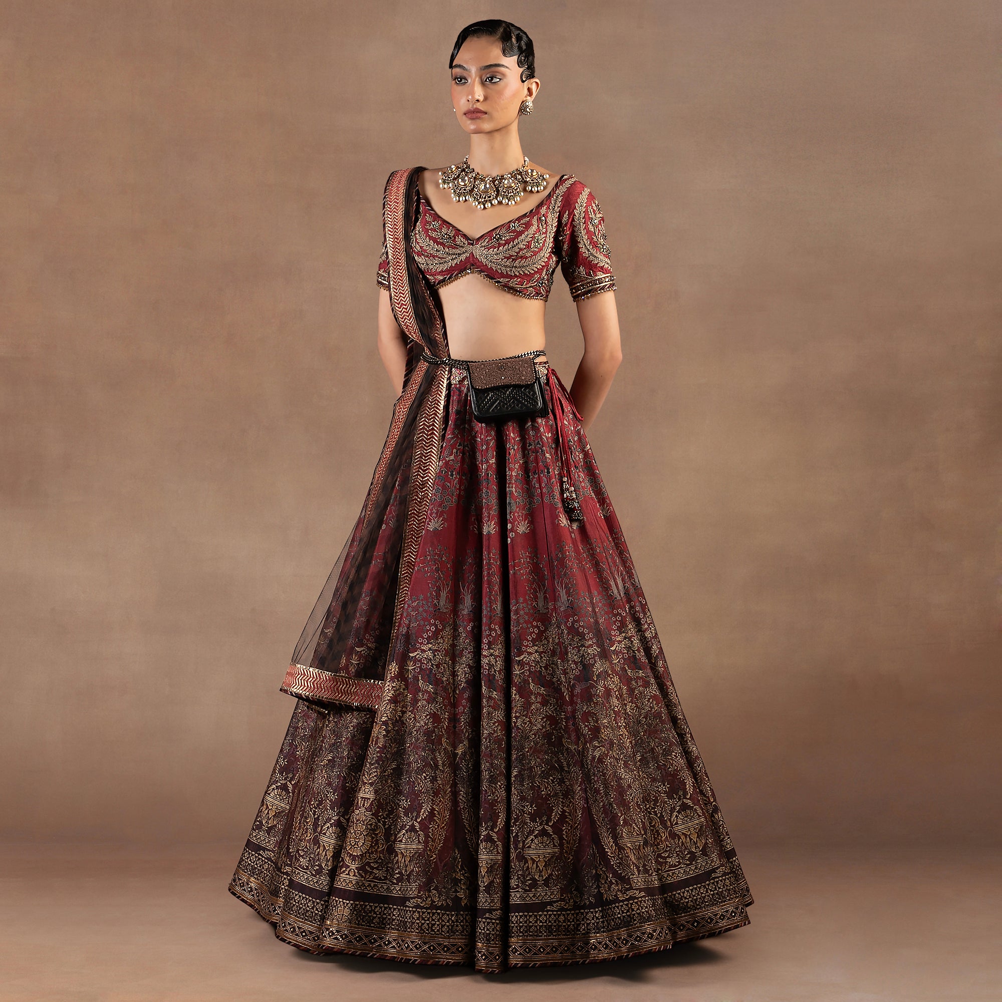 Red Burgundy Ombre Skirt Set | EAST