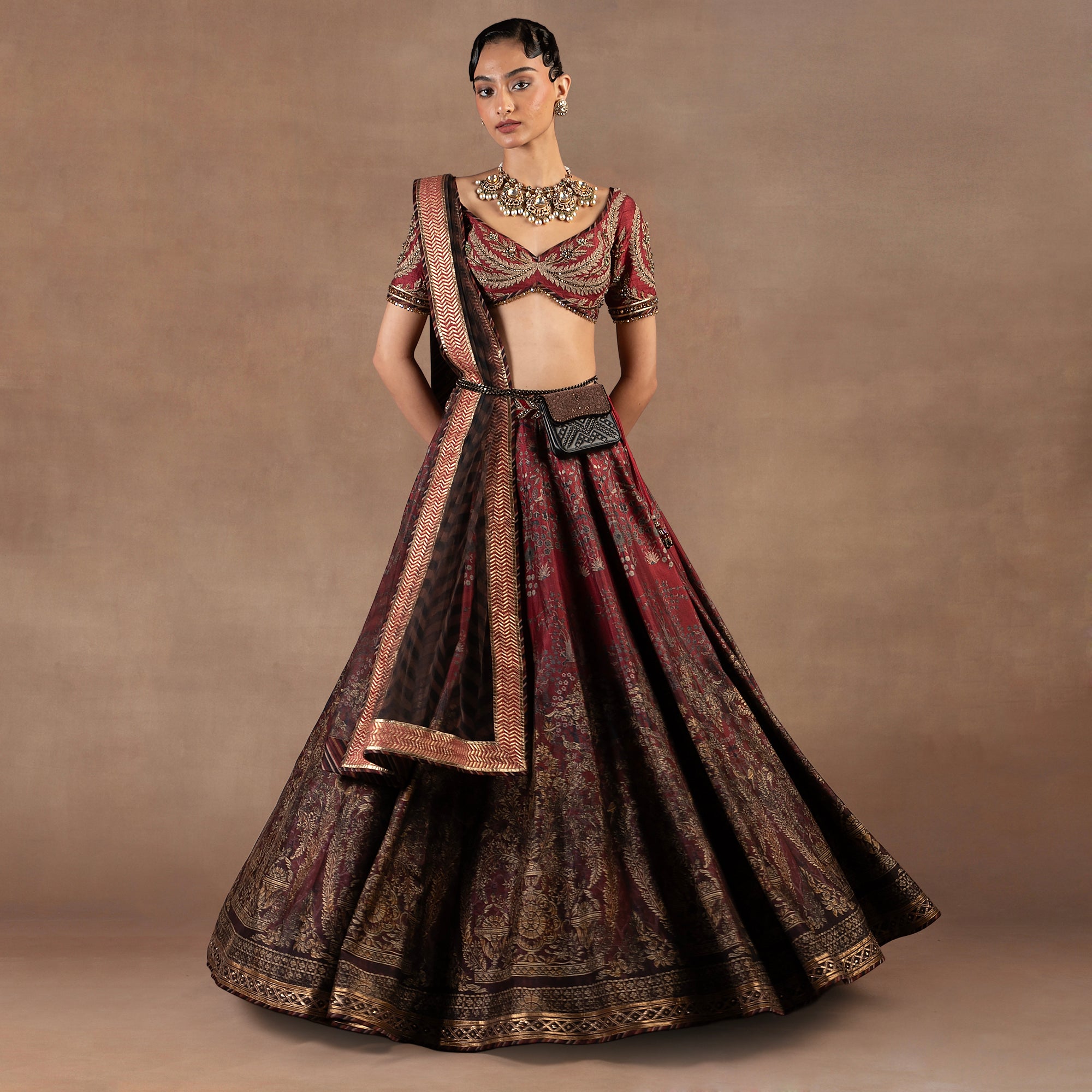 Red Burgundy Ombre Skirt Set | EAST