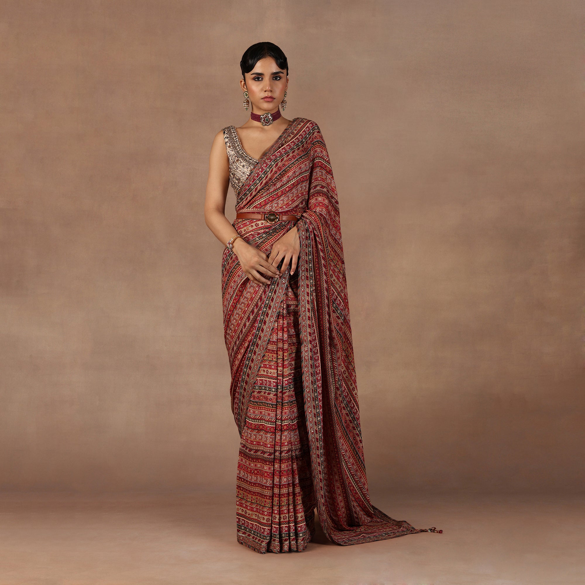 Rose Pink - Ivory Saree Set | EAST