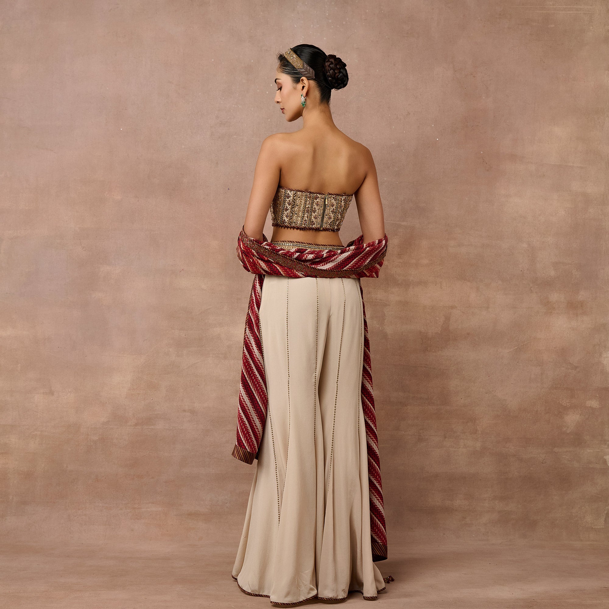 Rose Pink - Ivory Sharara Set | EAST