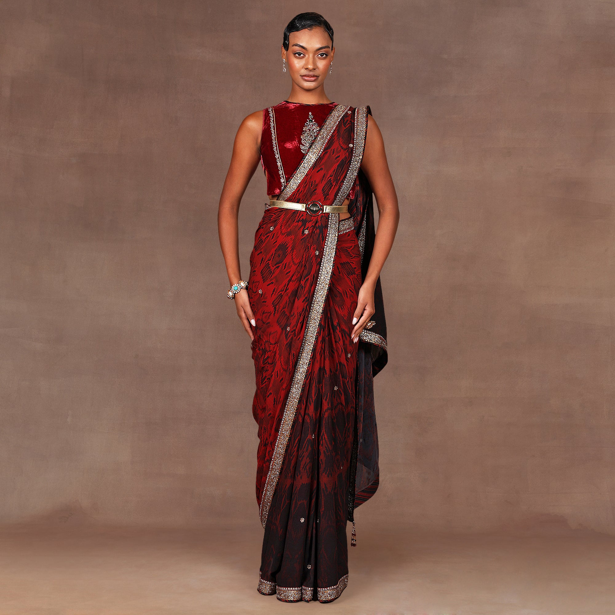 Ruby Red Saree Set | EAST