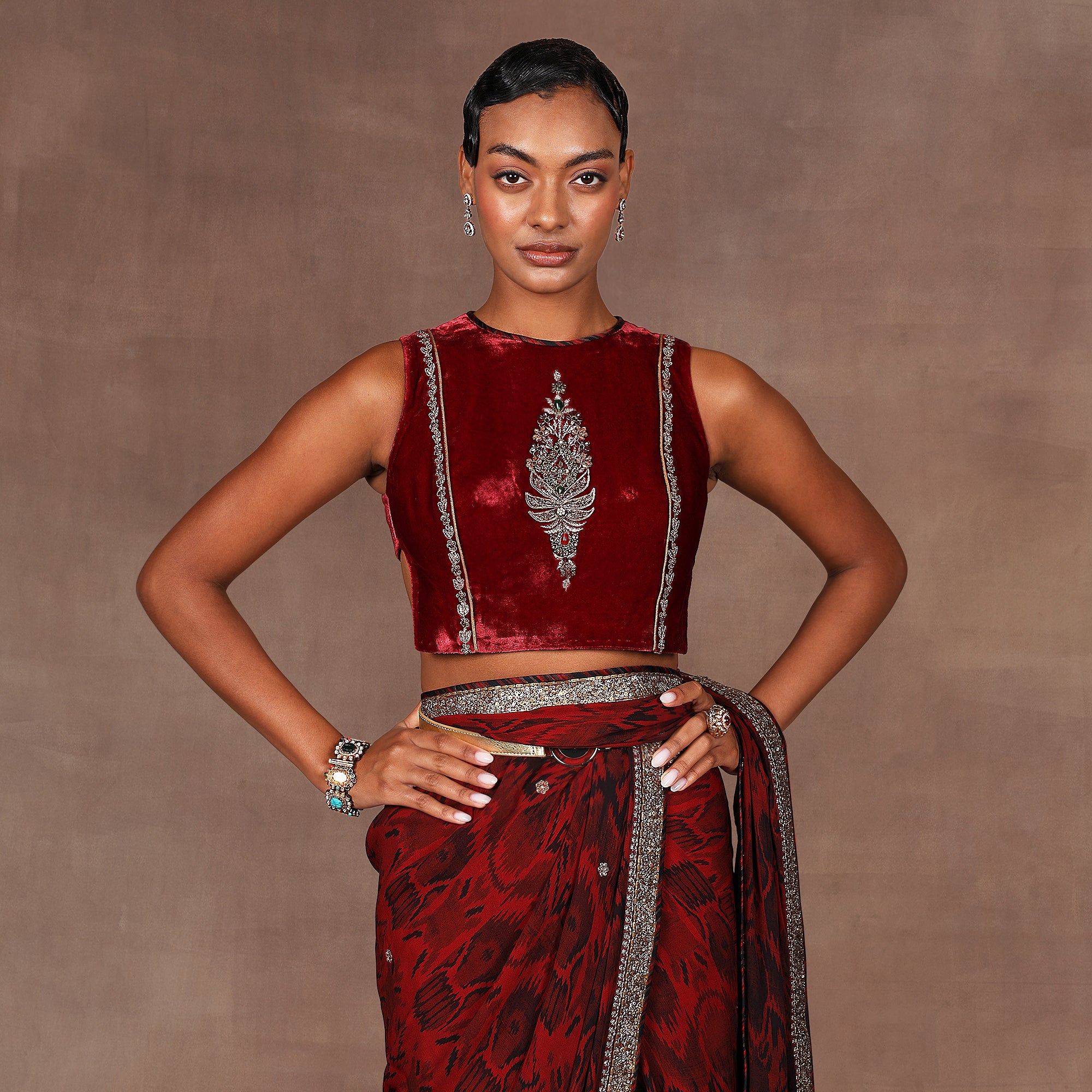 Ruby Red Saree Set | EAST