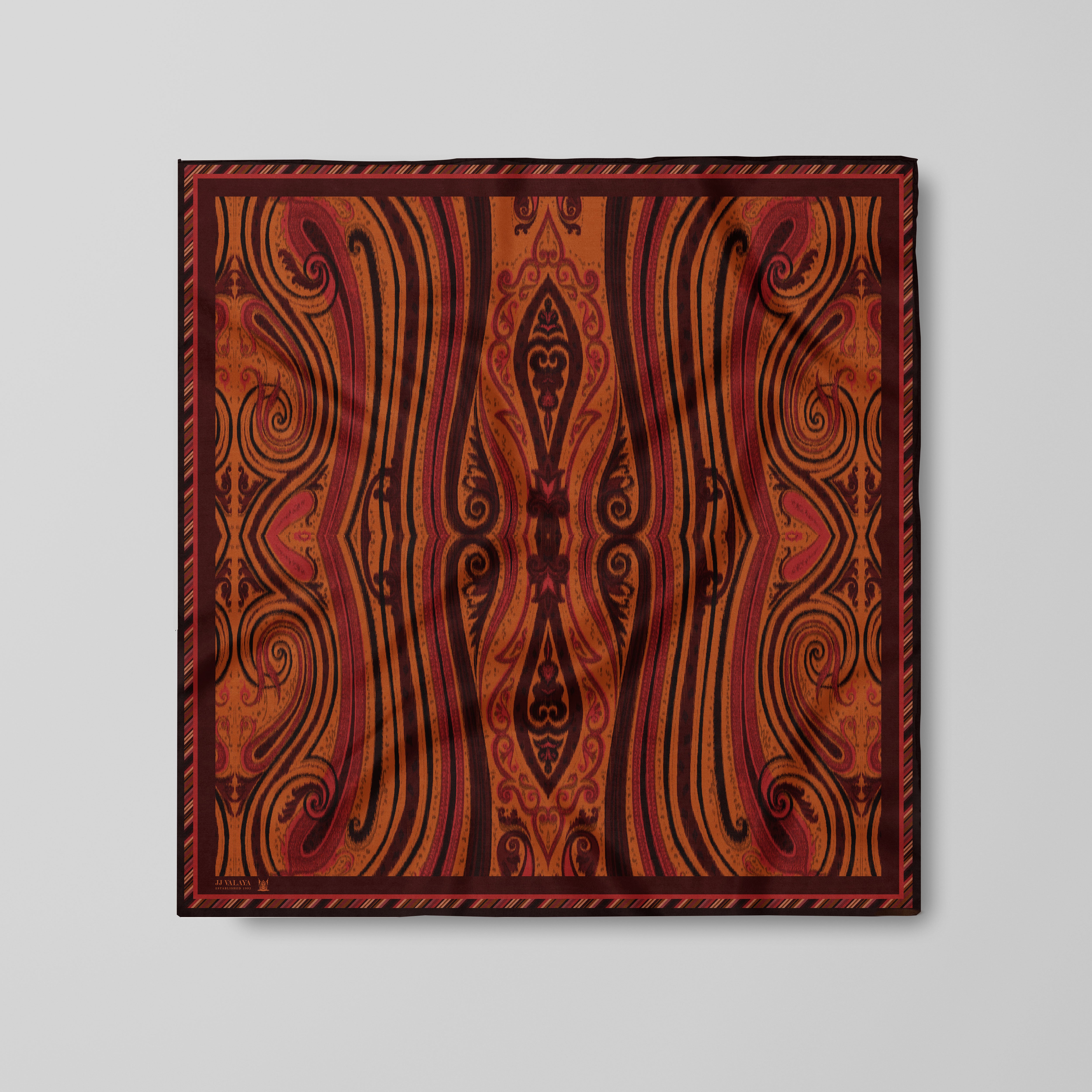 Rust Jamawar Printed Scarf