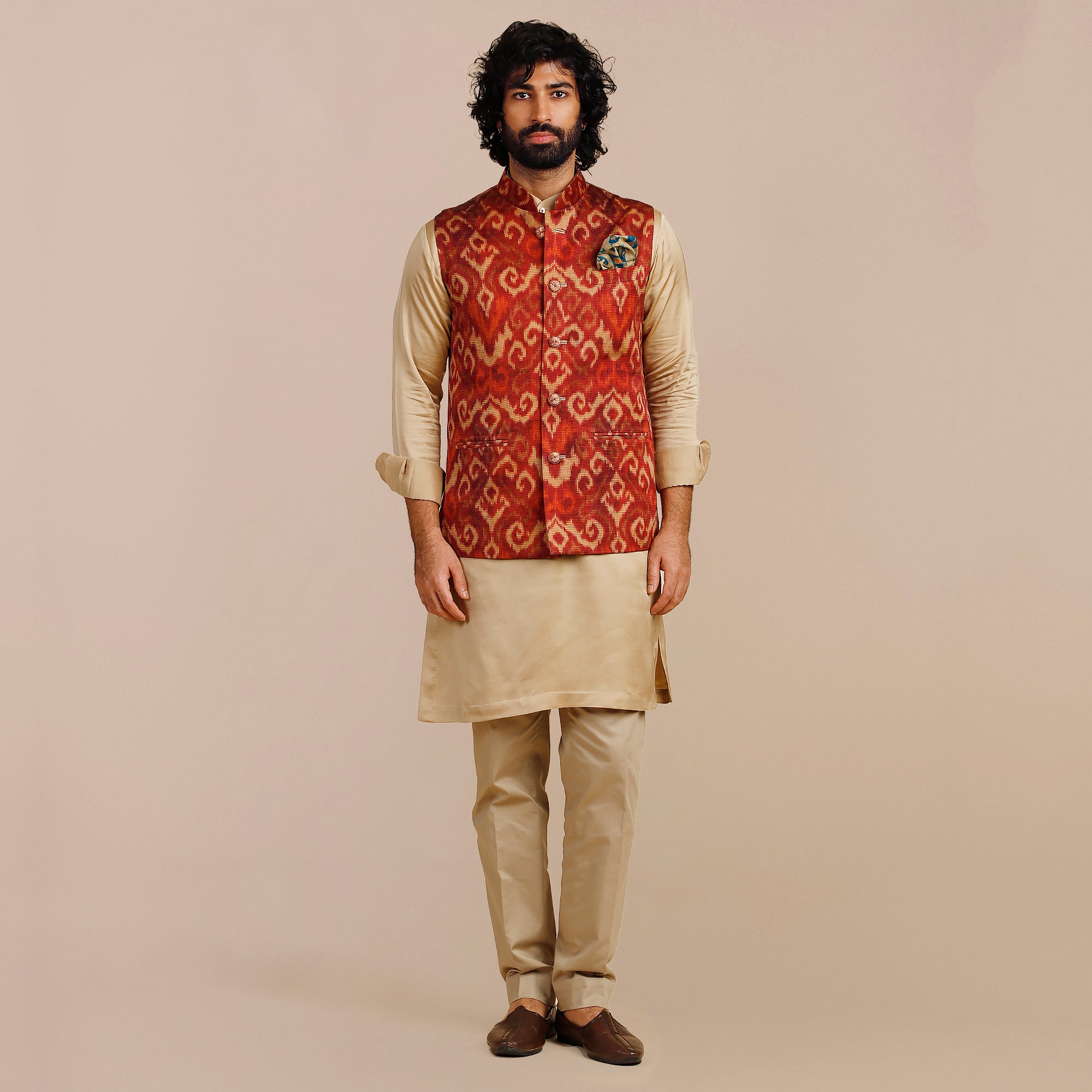 Rust Red Nehru Jacket | SATT