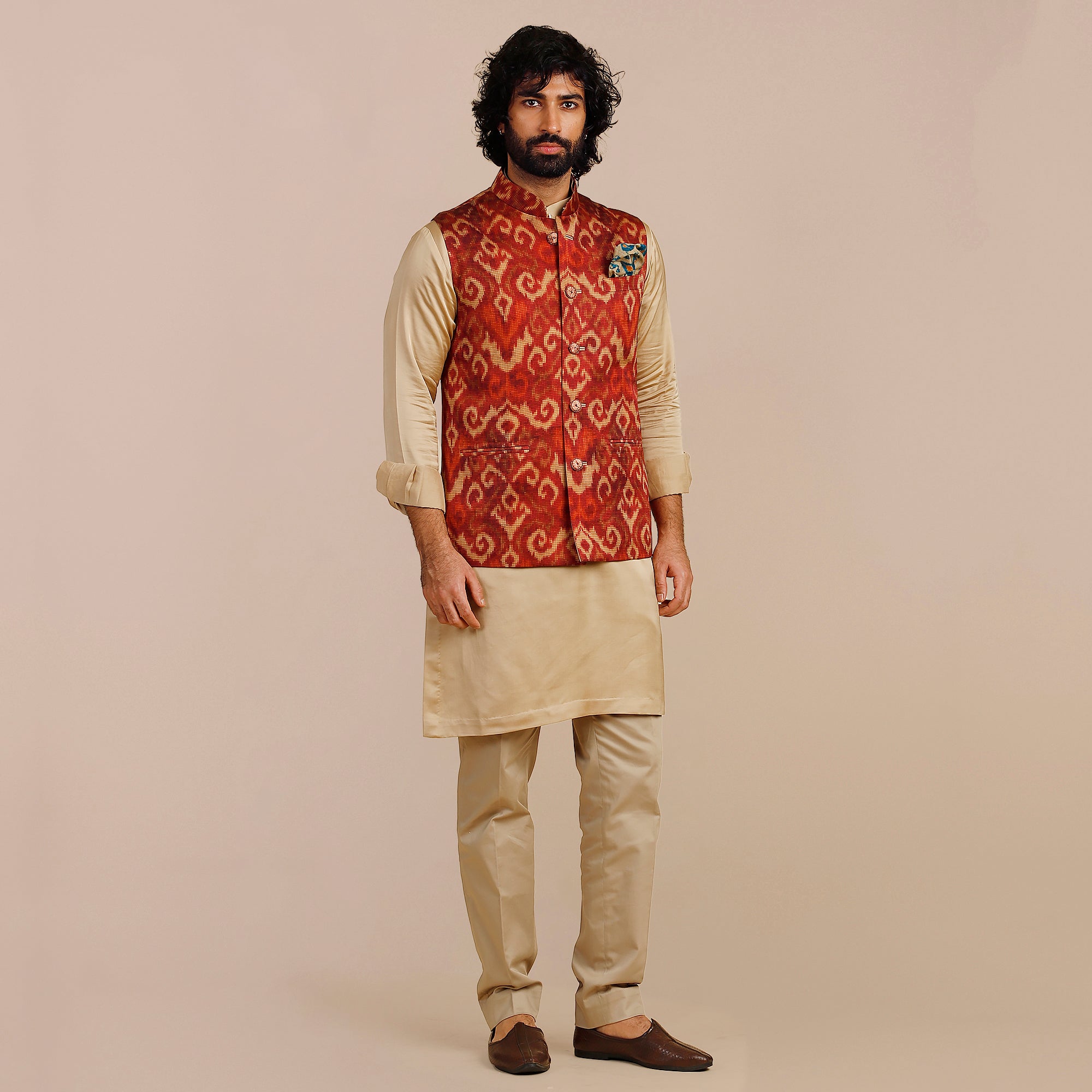 Rust Red Nehru Jacket | SATT
