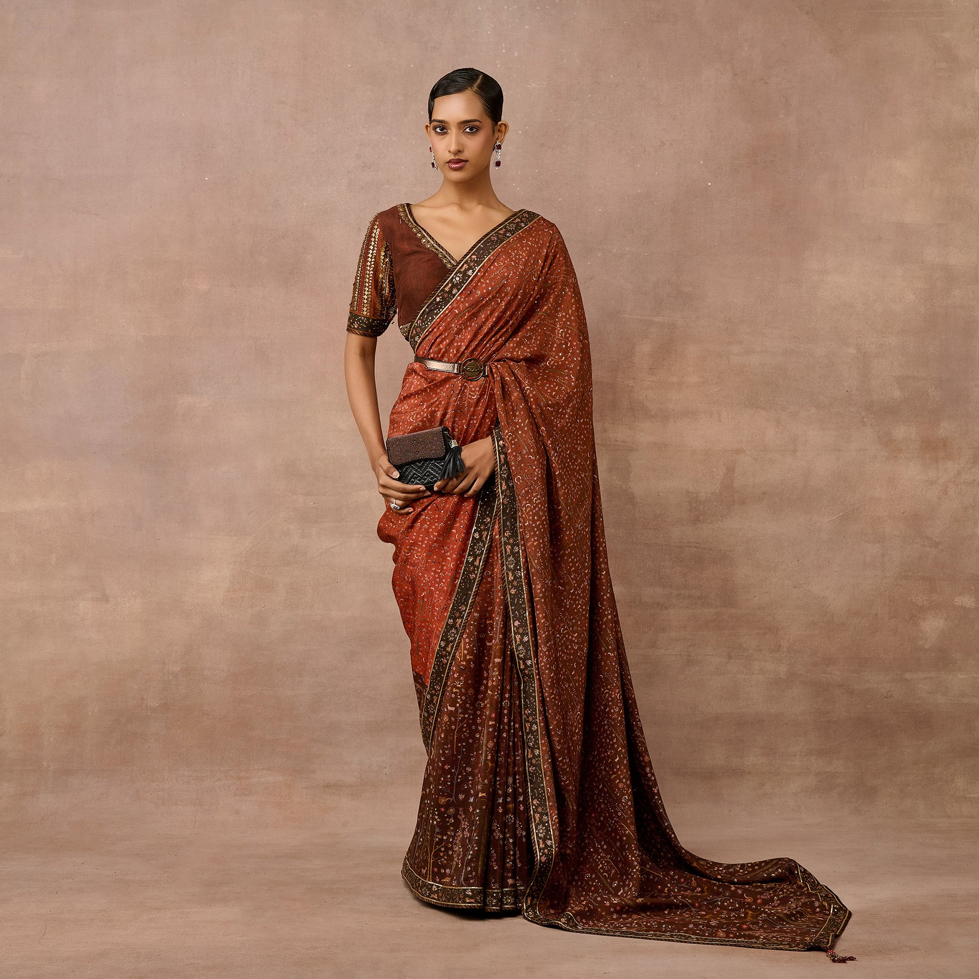 Rust Red Saree Set | EAST