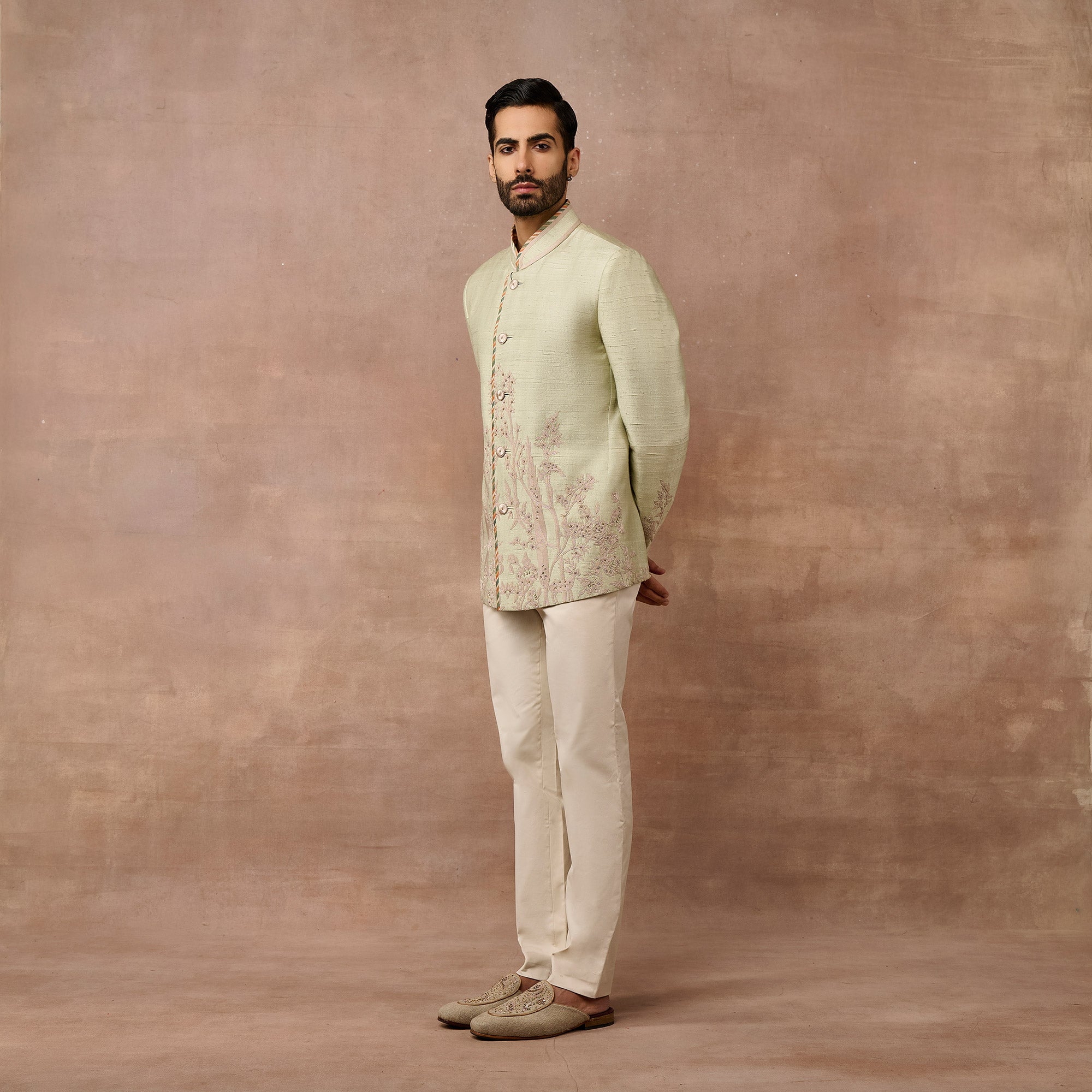 Soft Mint Green Bandhgala Set | EAST