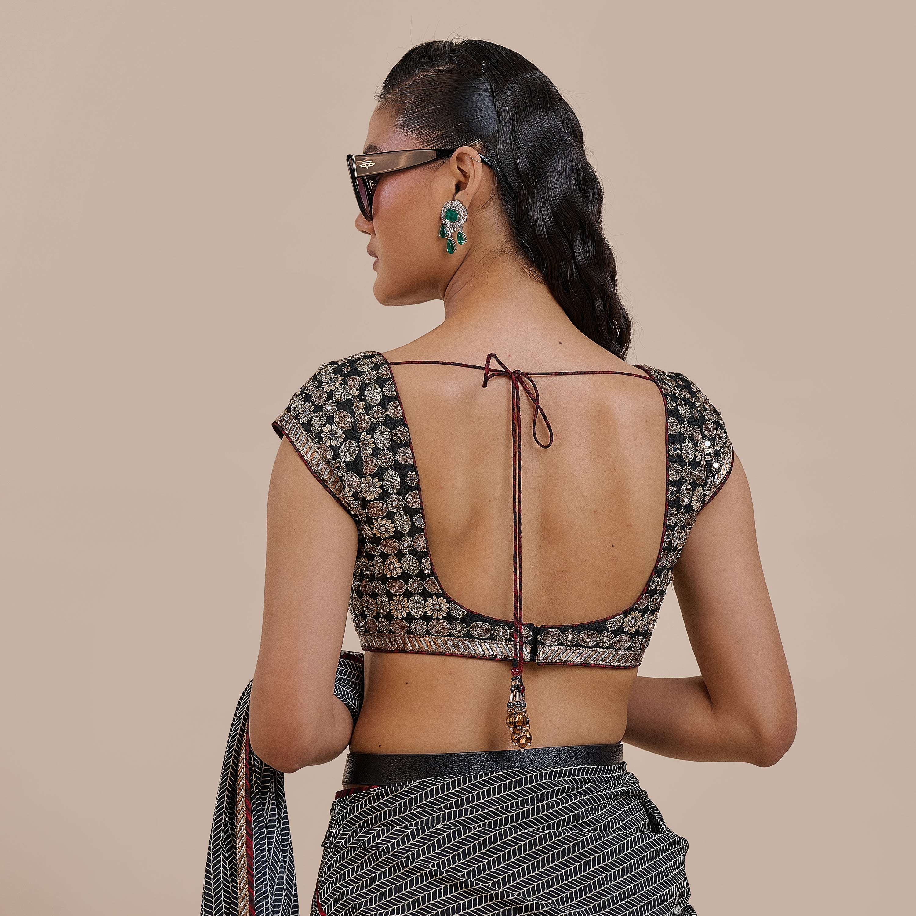 Striped Chevron Saree Set | ATTH