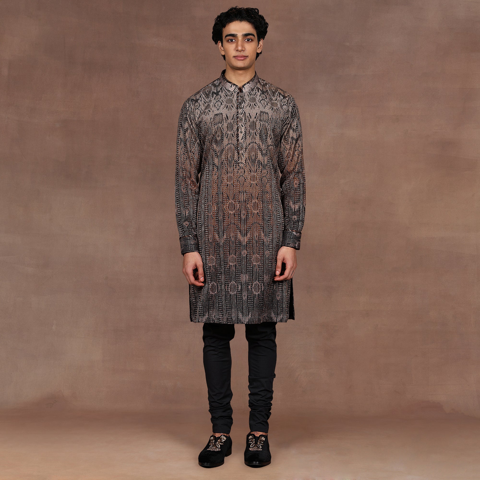 Taupe - Black Ombre Kurta Set | EAST