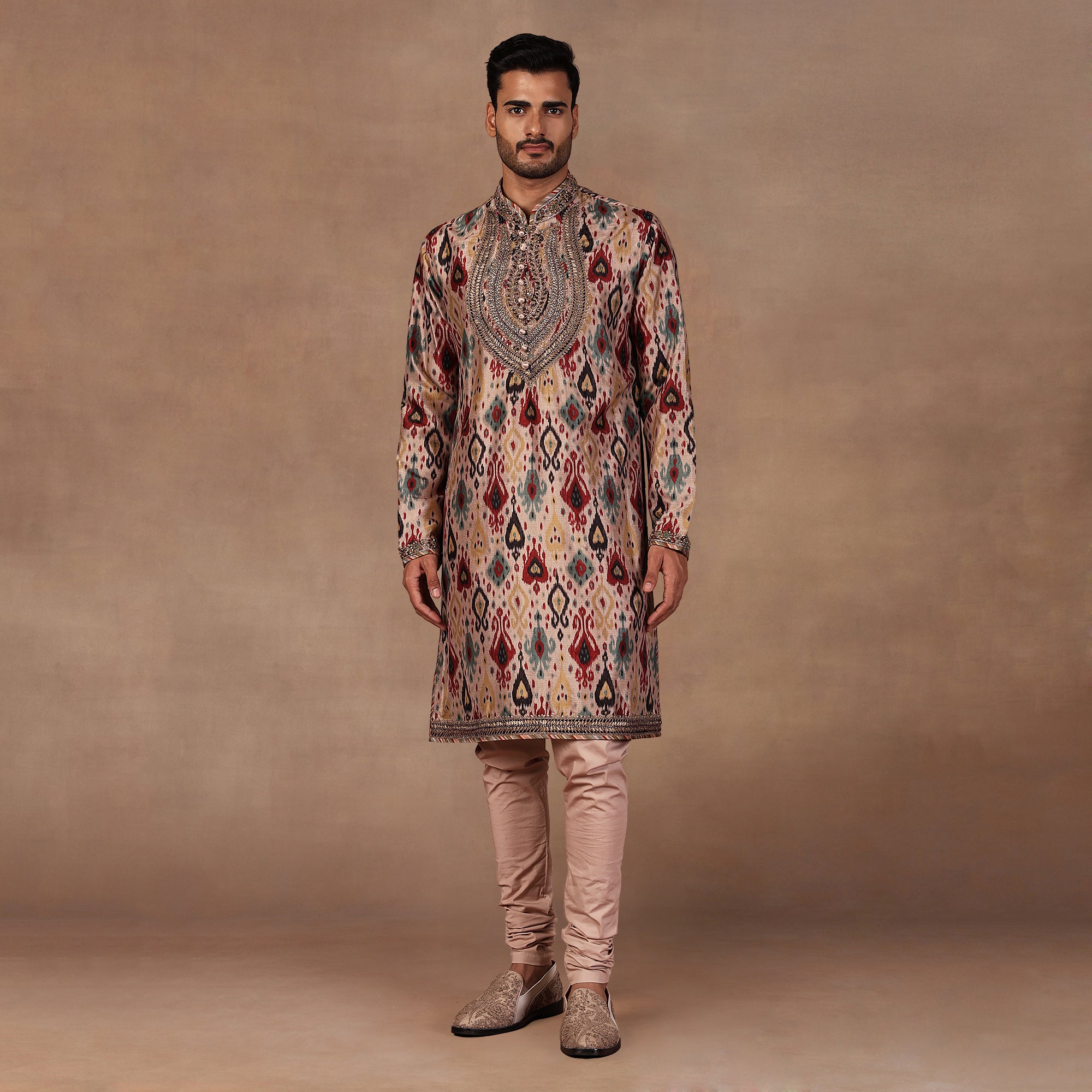 Taupe Ikat Kurta Set | EAST