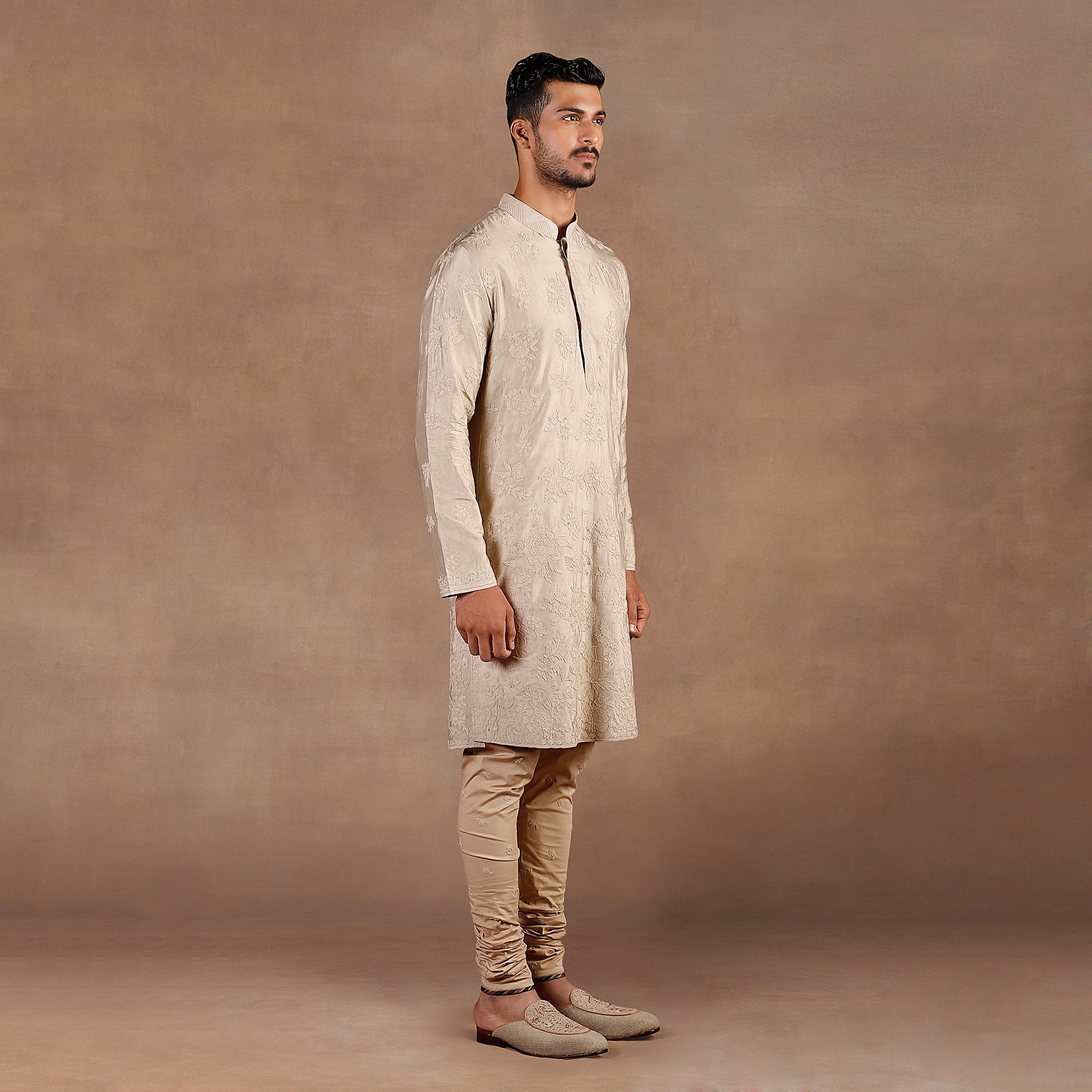 Taupe Monochrome Kurta Set | EAST