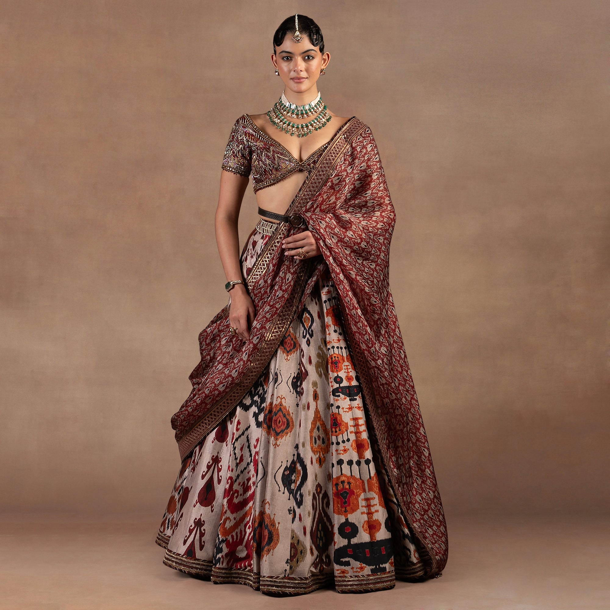 Taupe - Vinatge Maroon Skirt Set | EAST