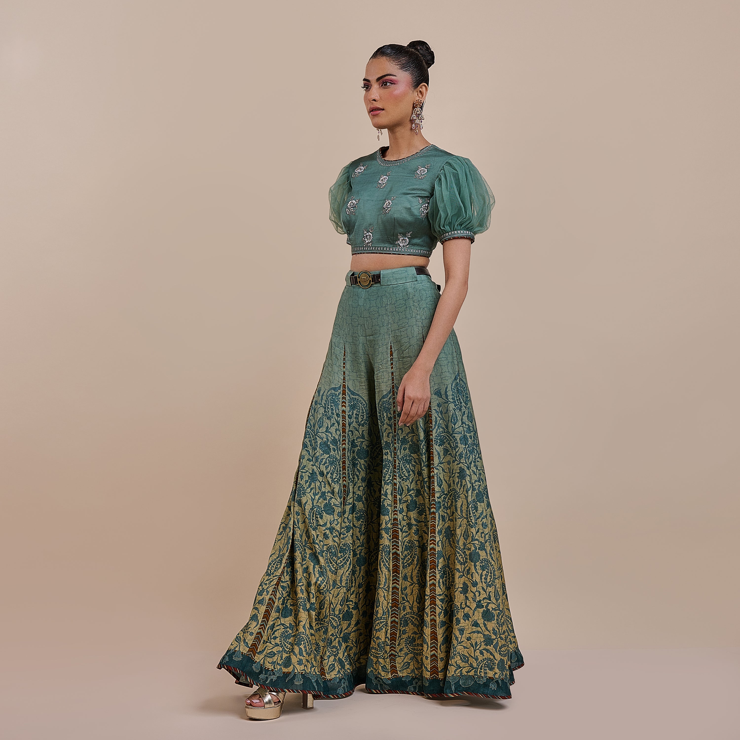 Teal Blue Ombre Sharara Set | ATTH