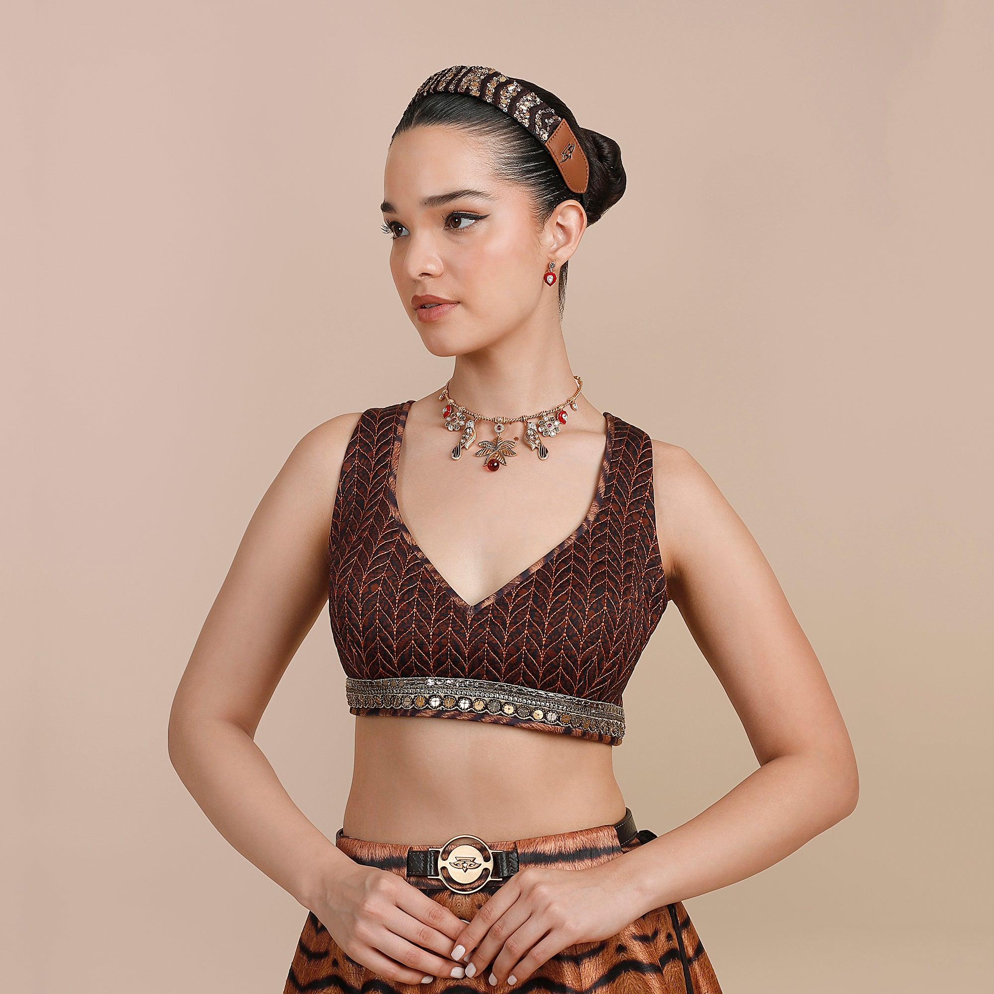 Tiger Print Embroidered Hairband