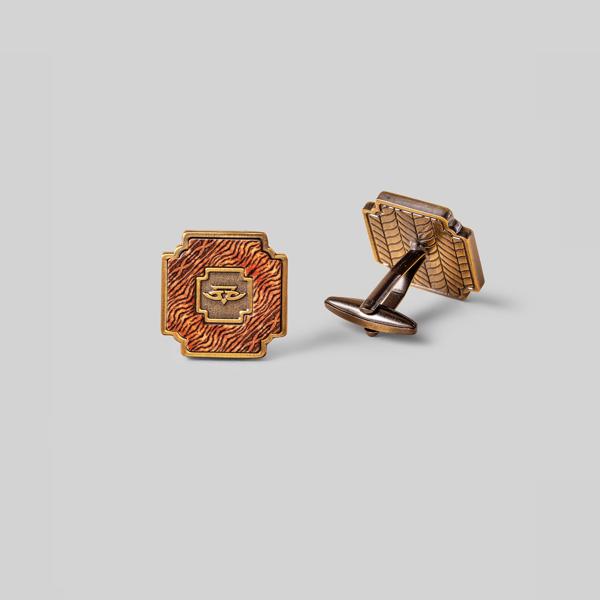 Tiger Print Square Cufflinks