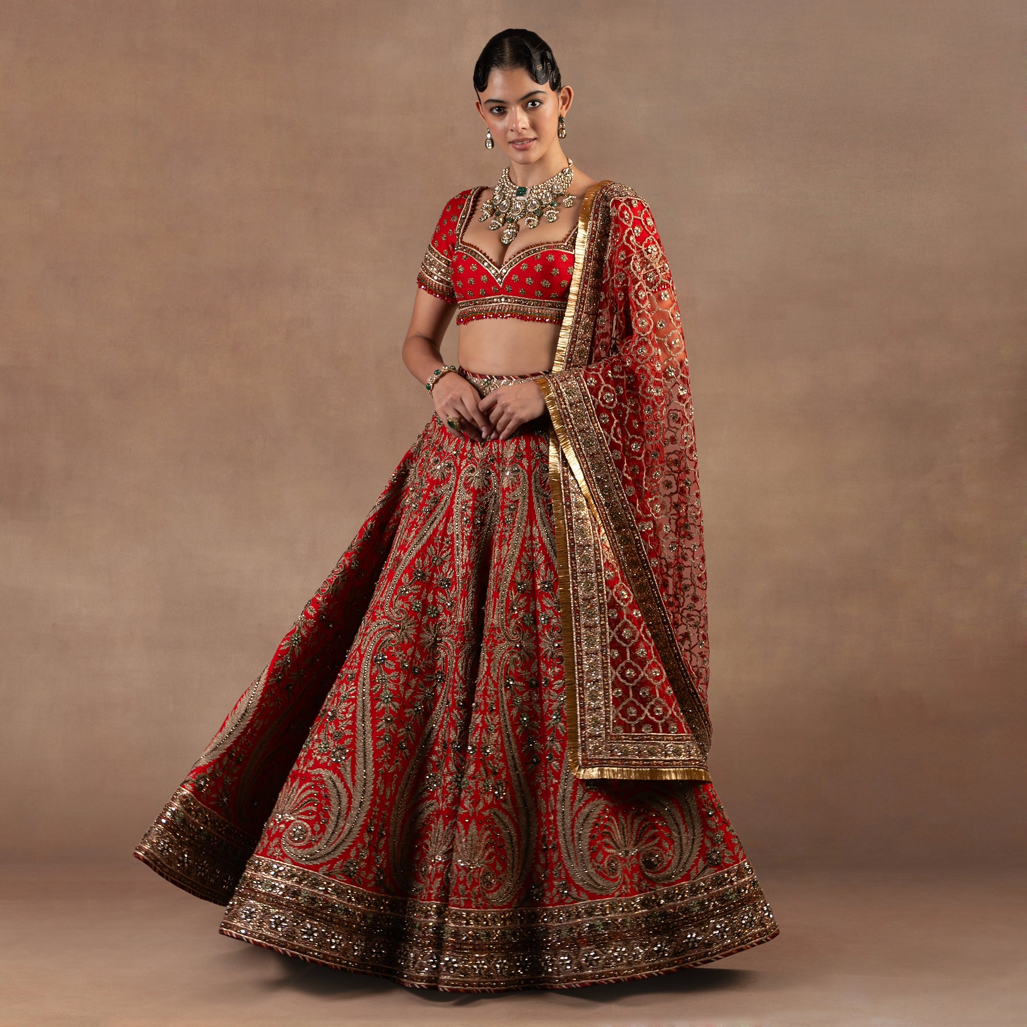 Tomato Red Lehenga Set | EAST