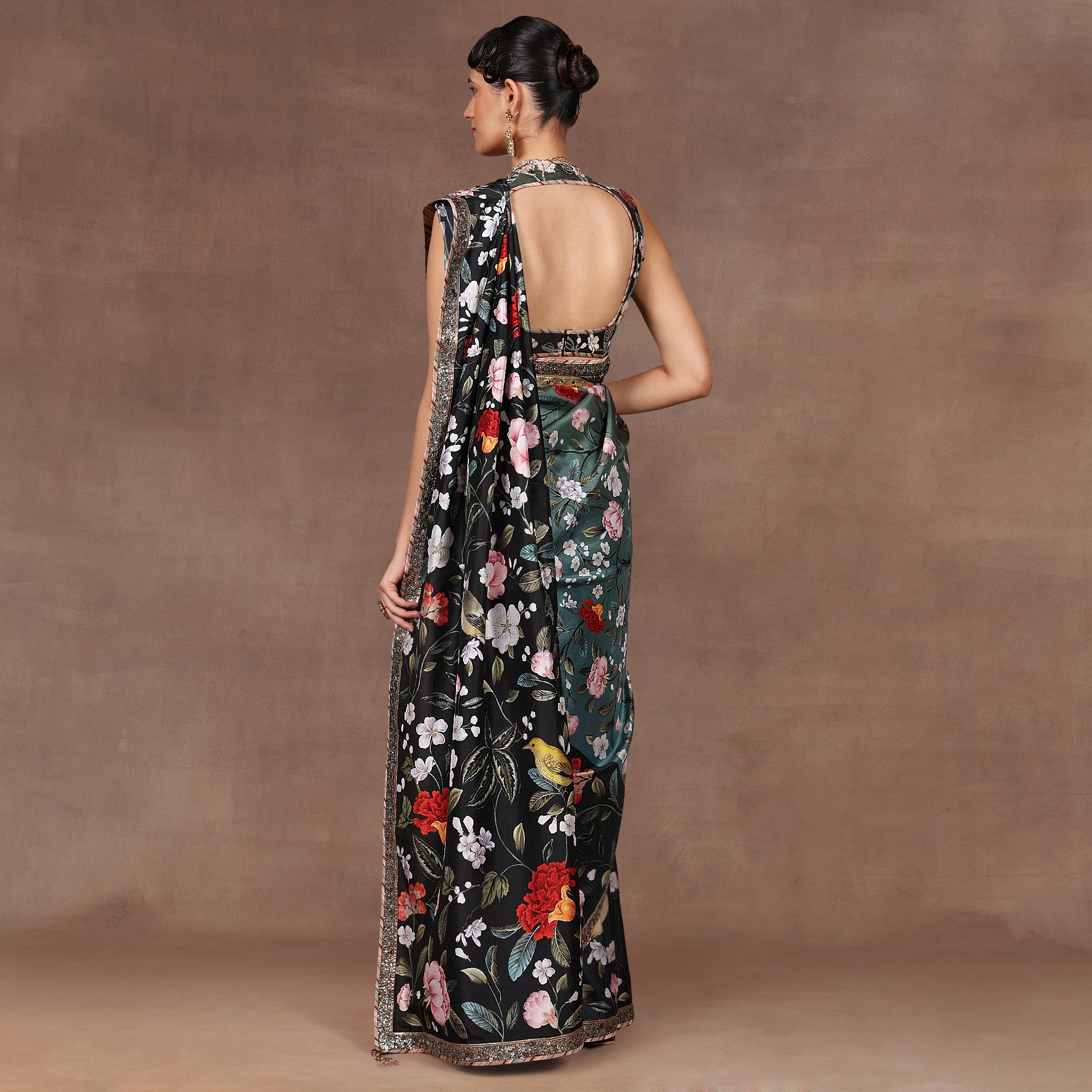 Turquoise - Green Ombre Saree Set | EAST