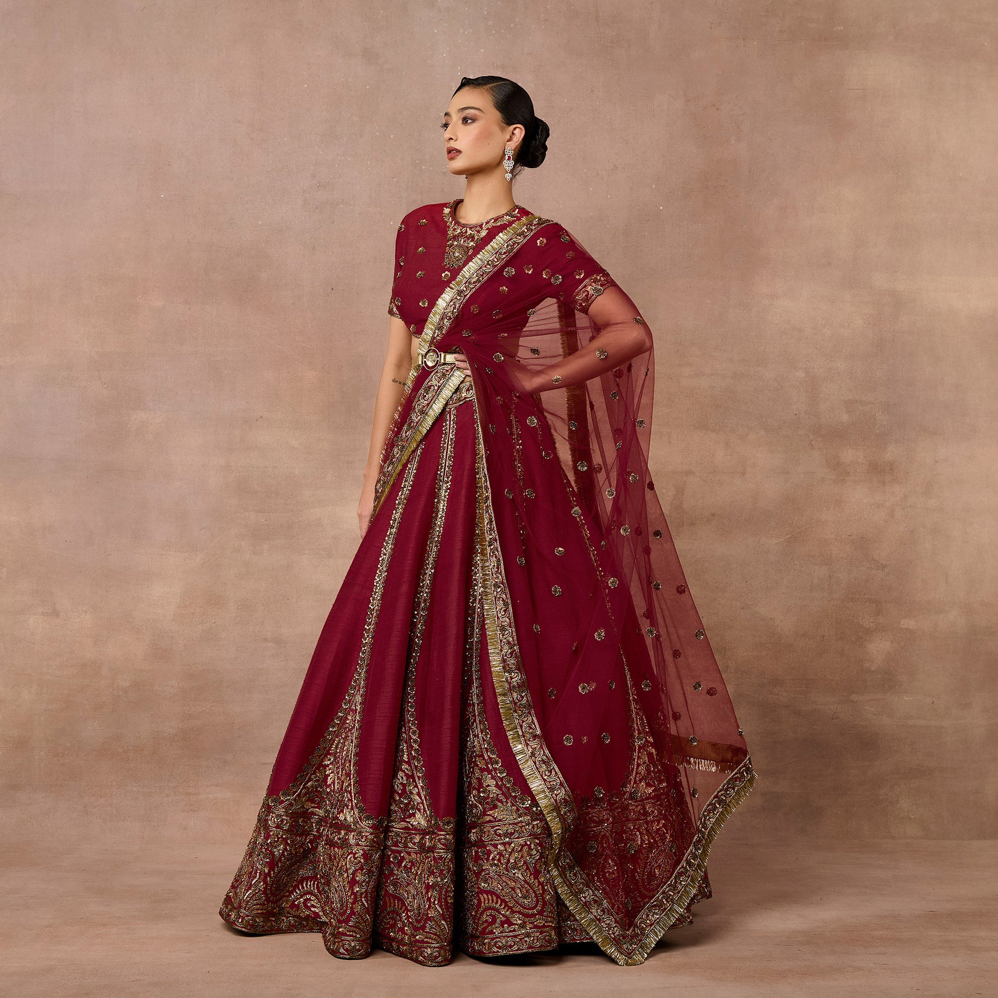 Vintage Maroon Lehenga Set | EAST
