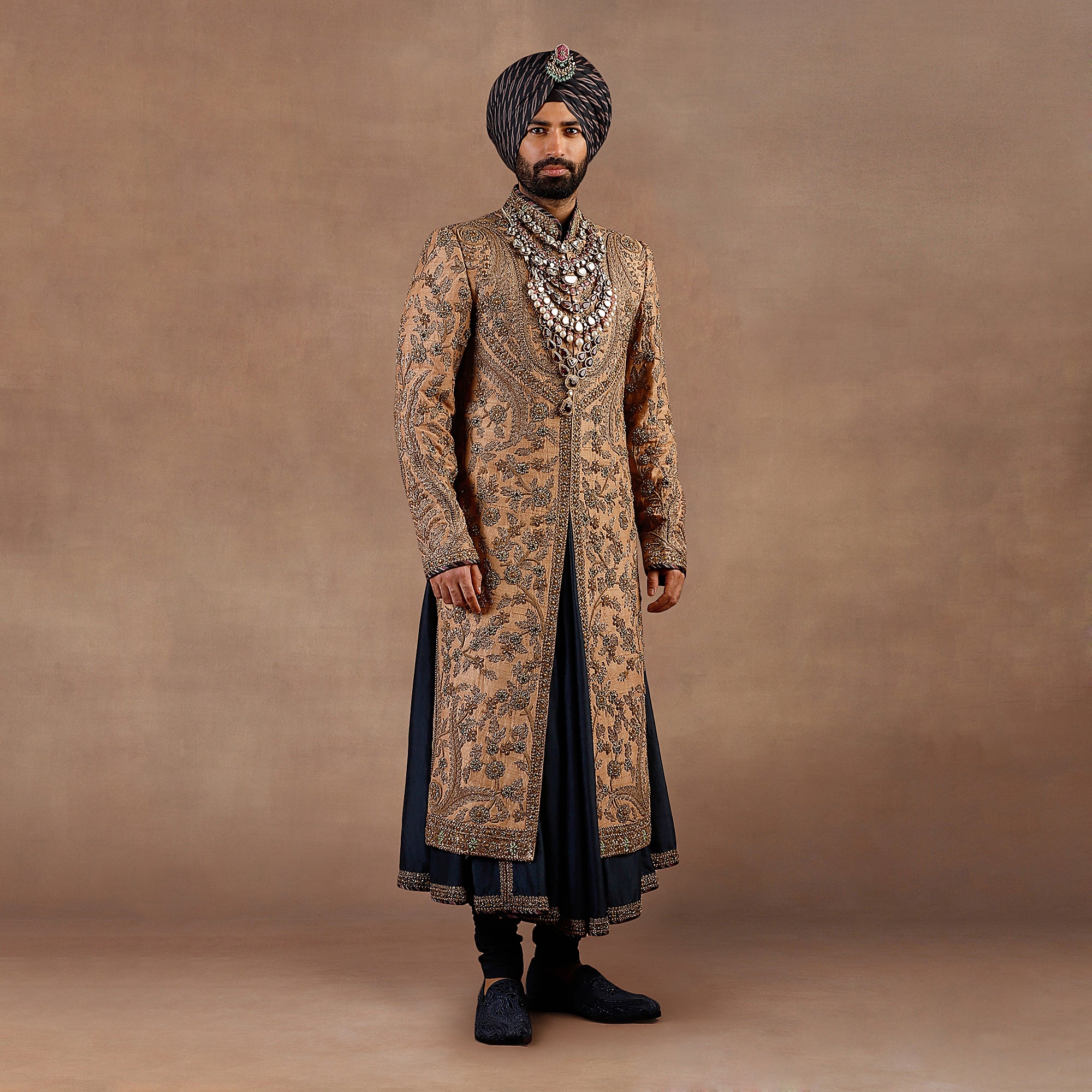 Walnut - Prussian Blue Sherwani Set | EAST