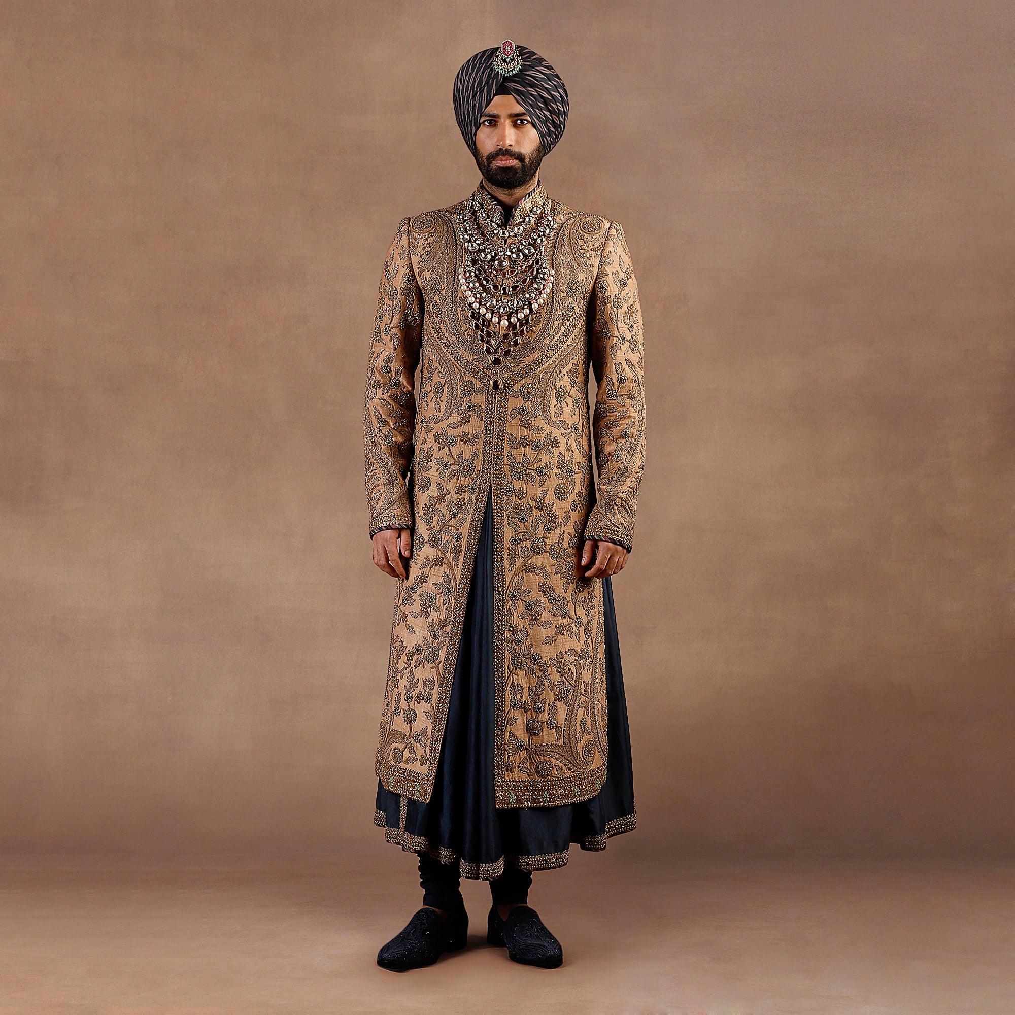 Walnut - Prussian Blue Sherwani Set | EAST