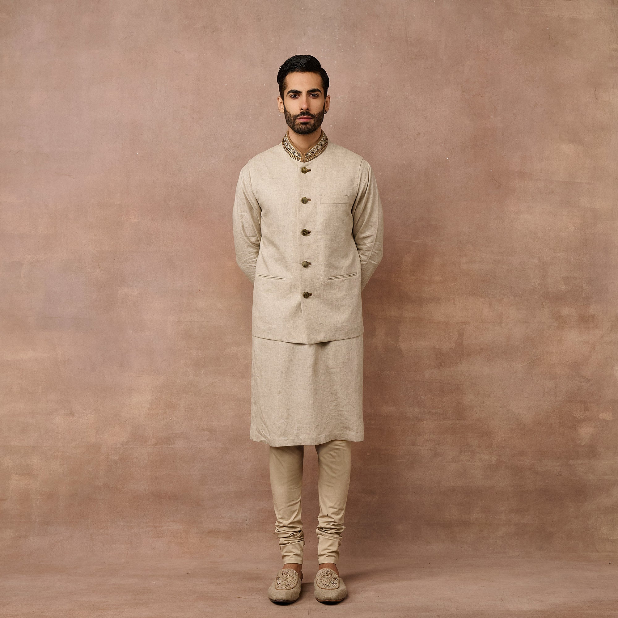 Warm Grey Nehru Jacket | EAST