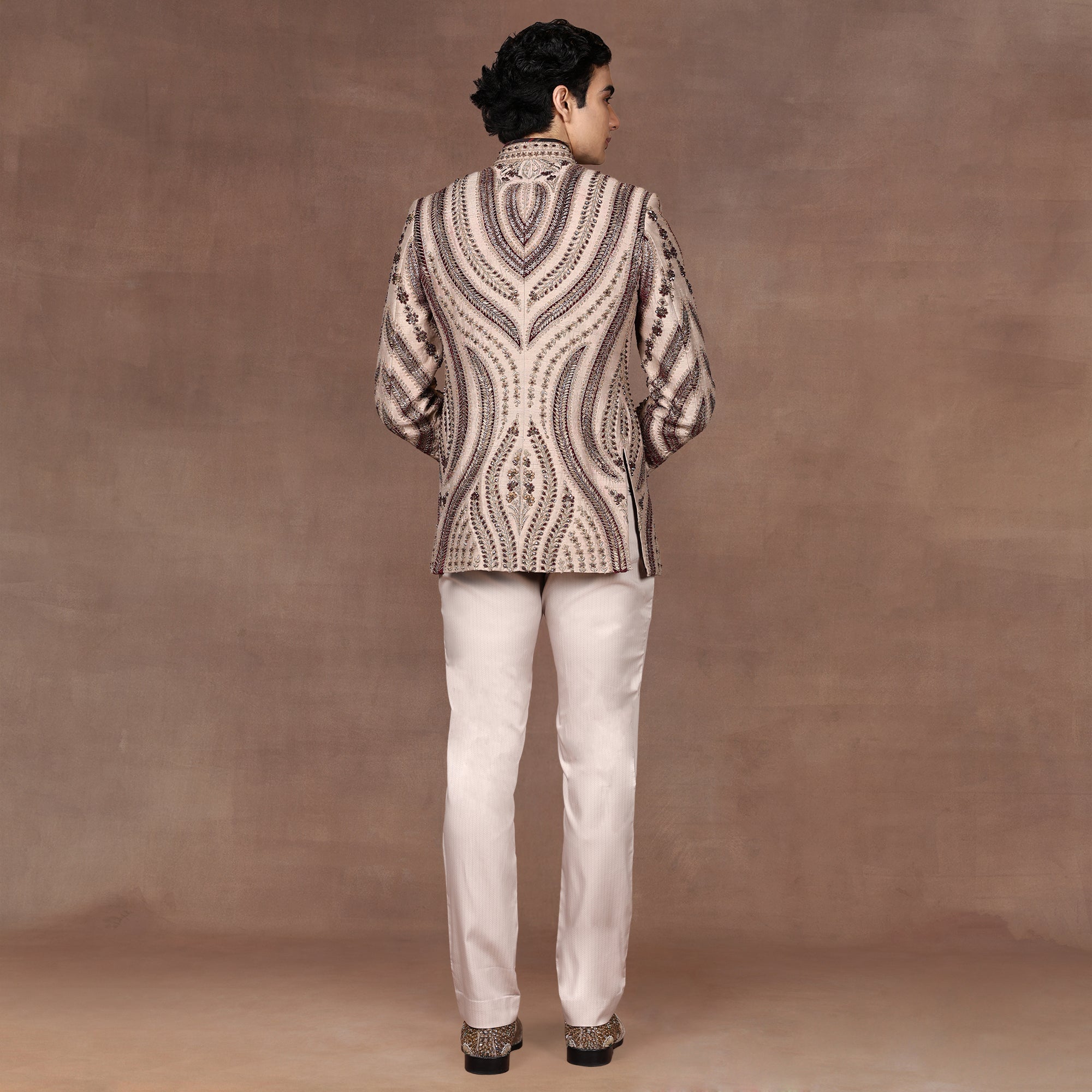 Warm Taupe - Gold Bandhgala Set | EAST