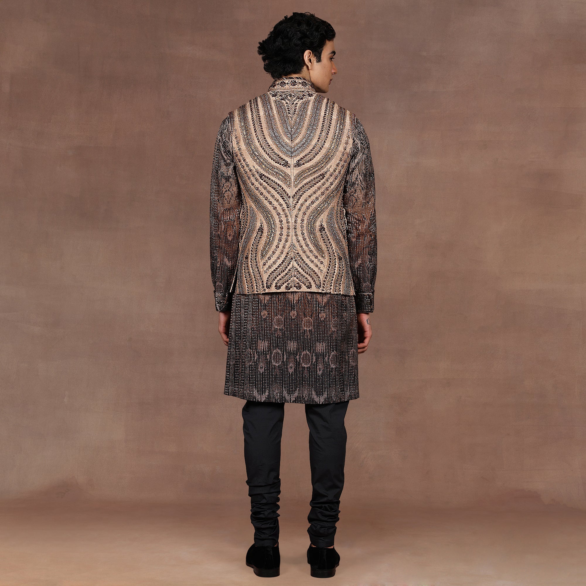 Warm Taupe Nehru Jacket Set | EAST